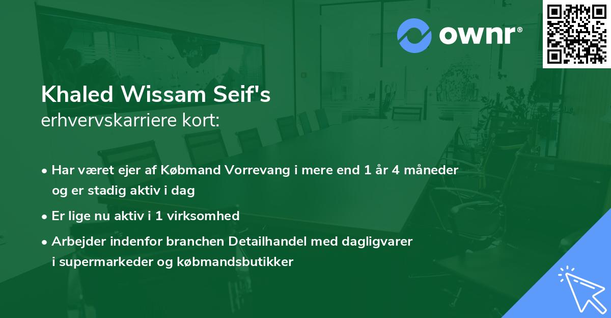 Khaled Wissam Seif's erhvervskarriere kort