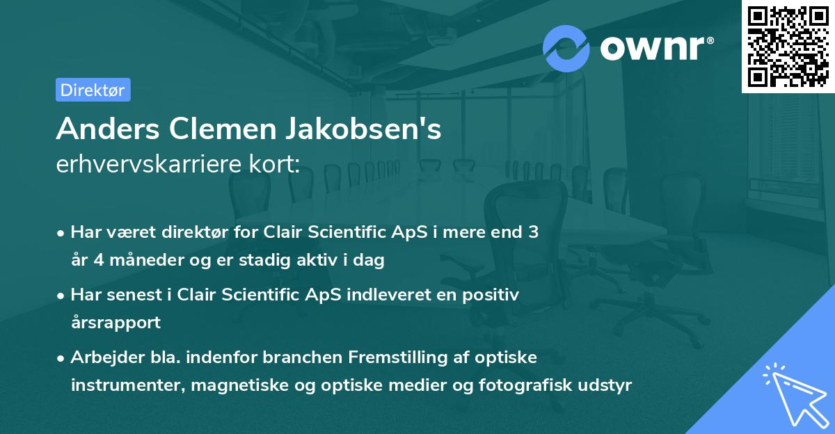 Anders Clemen Jakobsen's erhvervskarriere kort