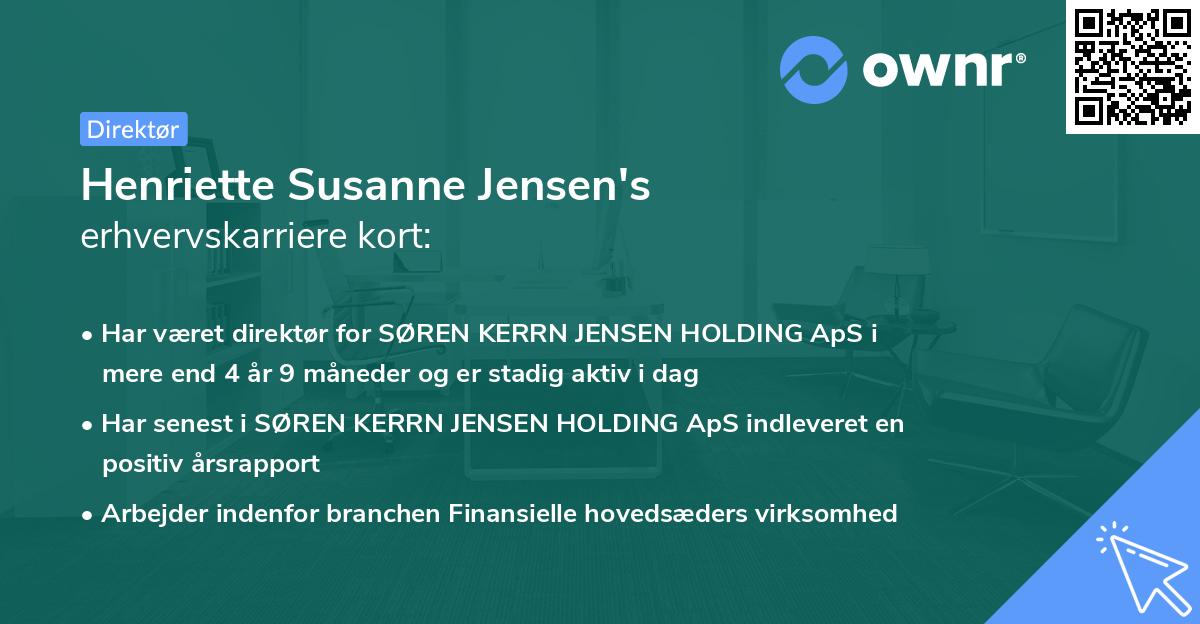 Henriette Susanne Jensen's erhvervskarriere kort