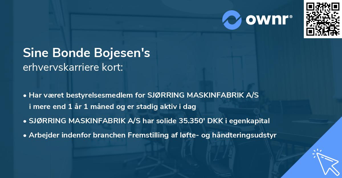 Sine Bonde Bojesen's erhvervskarriere kort
