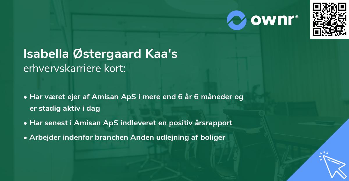 Isabella Østergaard Kaa's erhvervskarriere kort