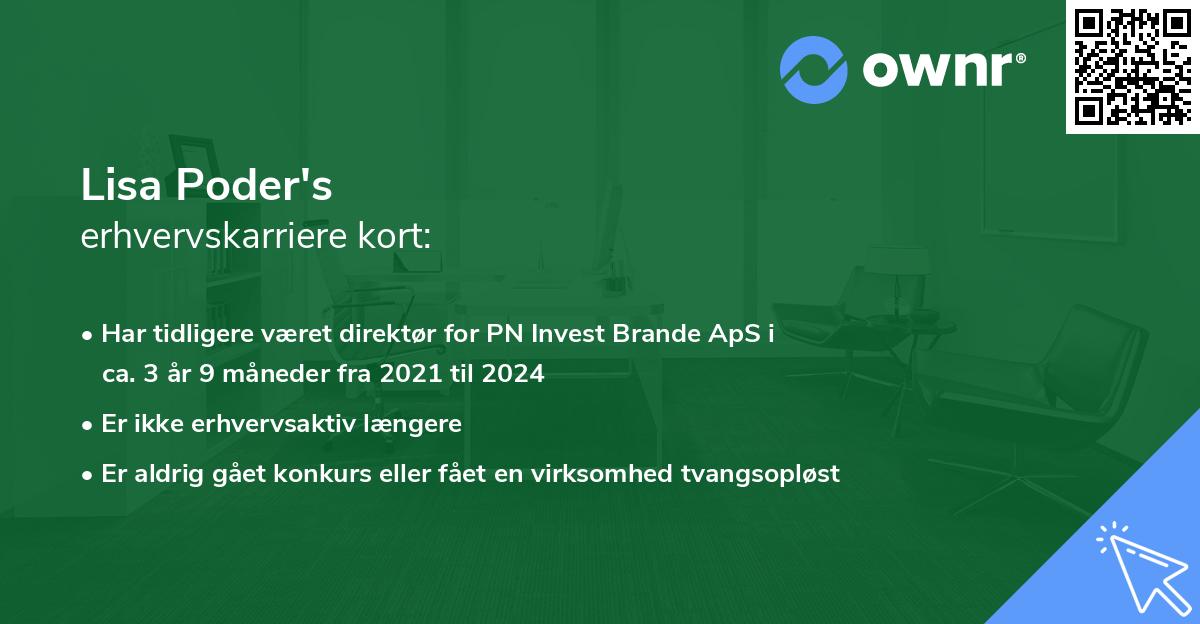 Lisa Poder's erhvervskarriere kort