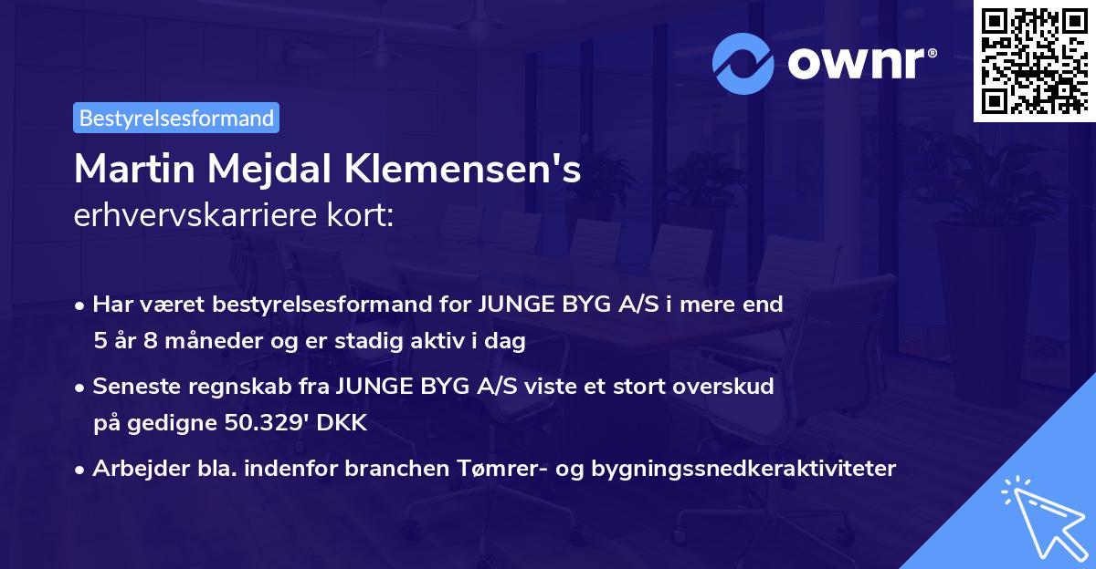 Martin Mejdal Klemensen's erhvervskarriere kort