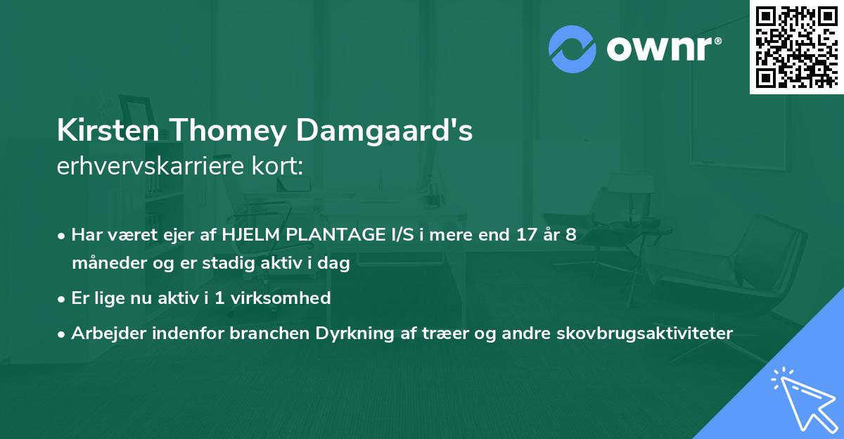 Kirsten Thomey Damgaard's erhvervskarriere kort