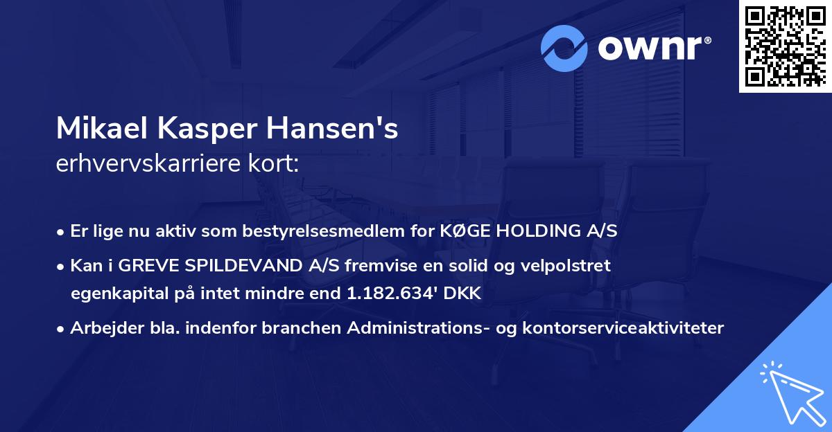 Mikael Kasper Hansen's erhvervskarriere kort