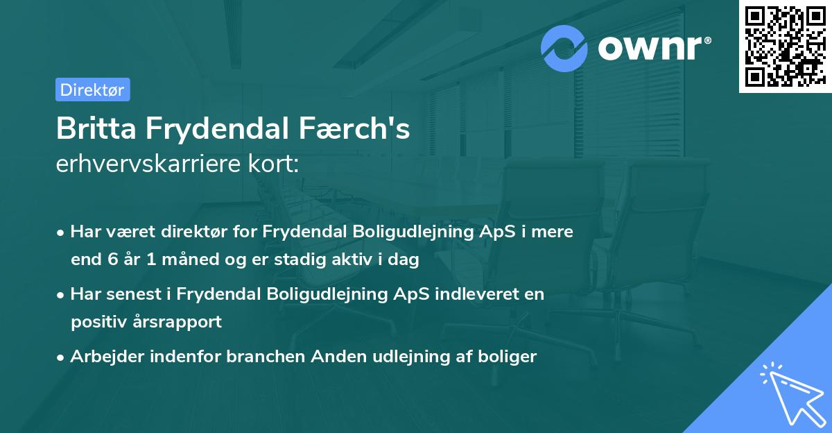 Britta Frydendal Færch's erhvervskarriere kort