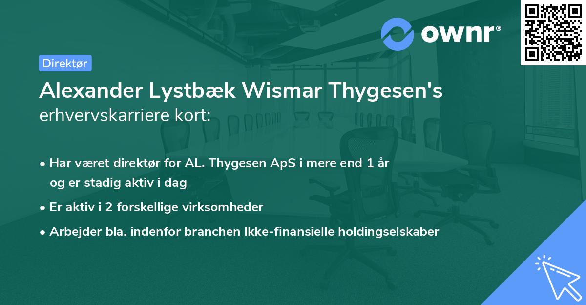 Alexander Lystbæk Wismar Thygesen's erhvervskarriere kort