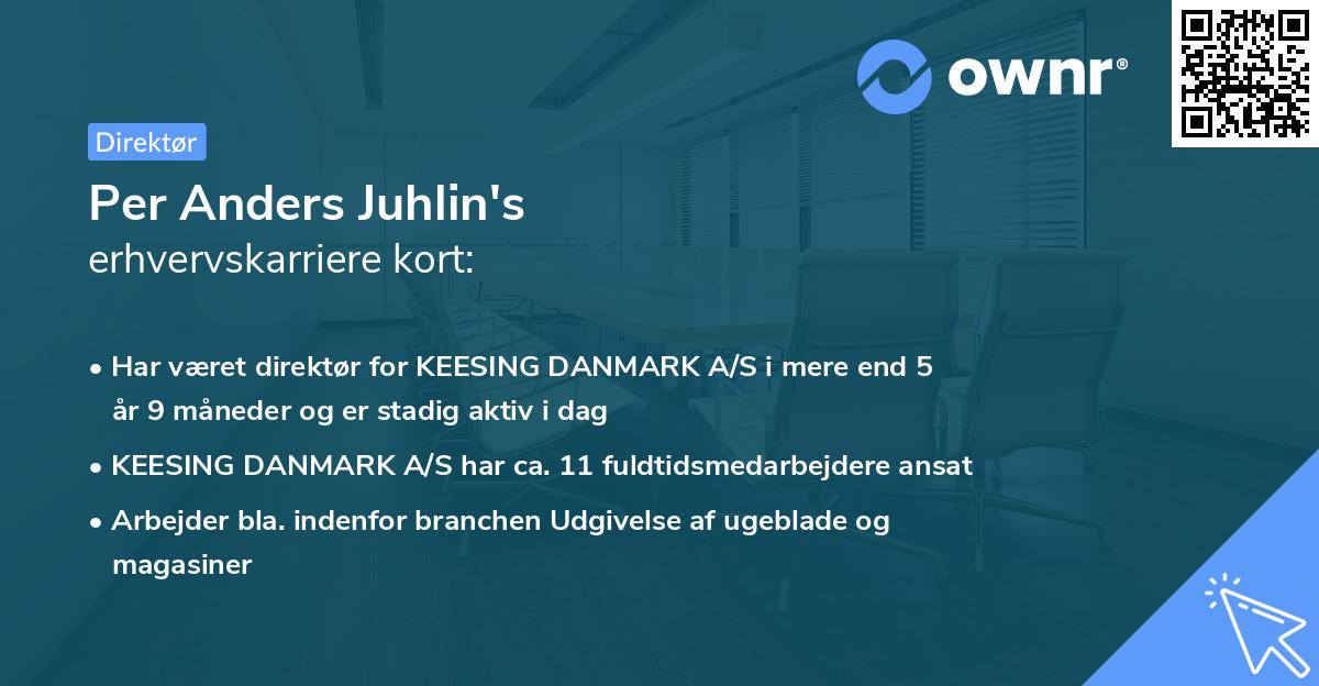 Per Anders Juhlin's erhvervskarriere kort