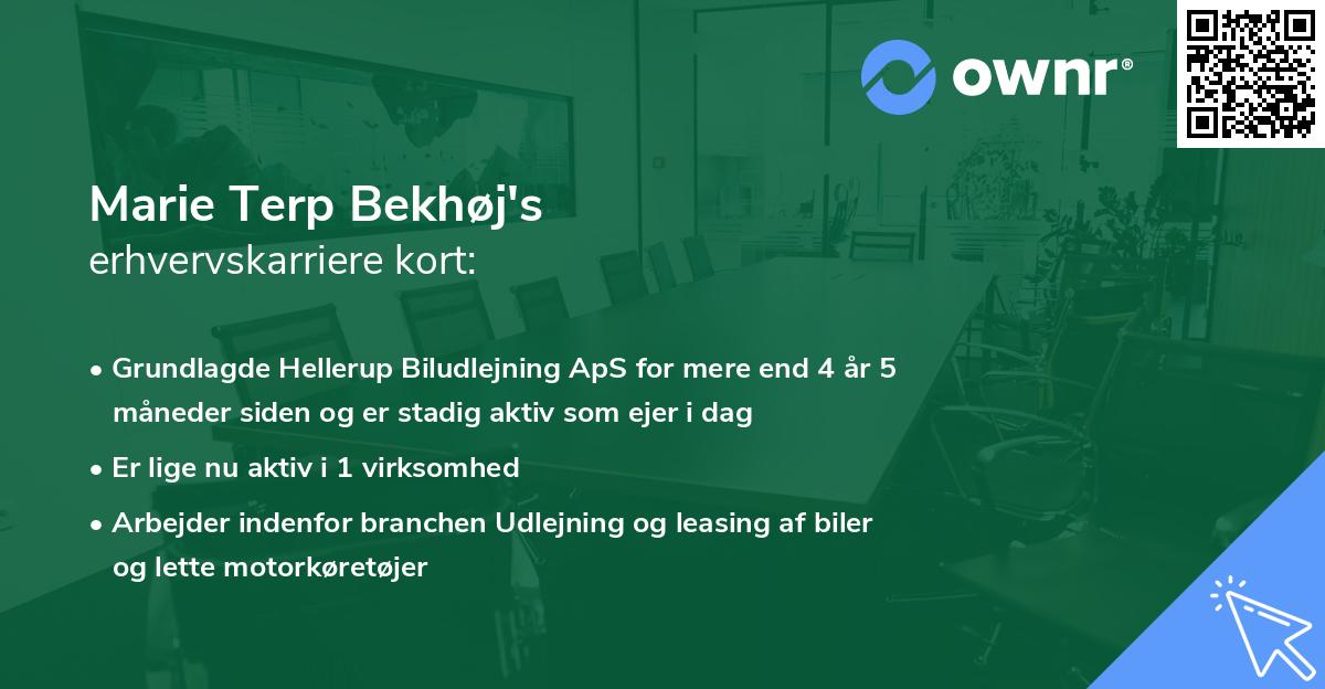 Marie Terp Bekhøj's erhvervskarriere kort