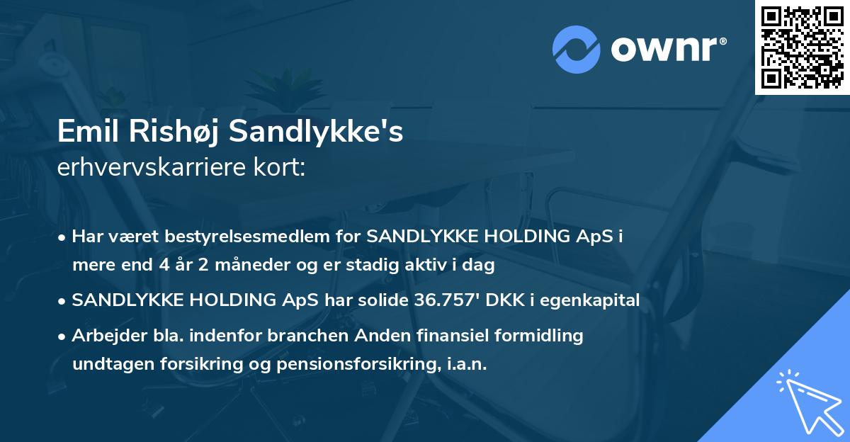 Emil Rishøj Sandlykke's erhvervskarriere kort