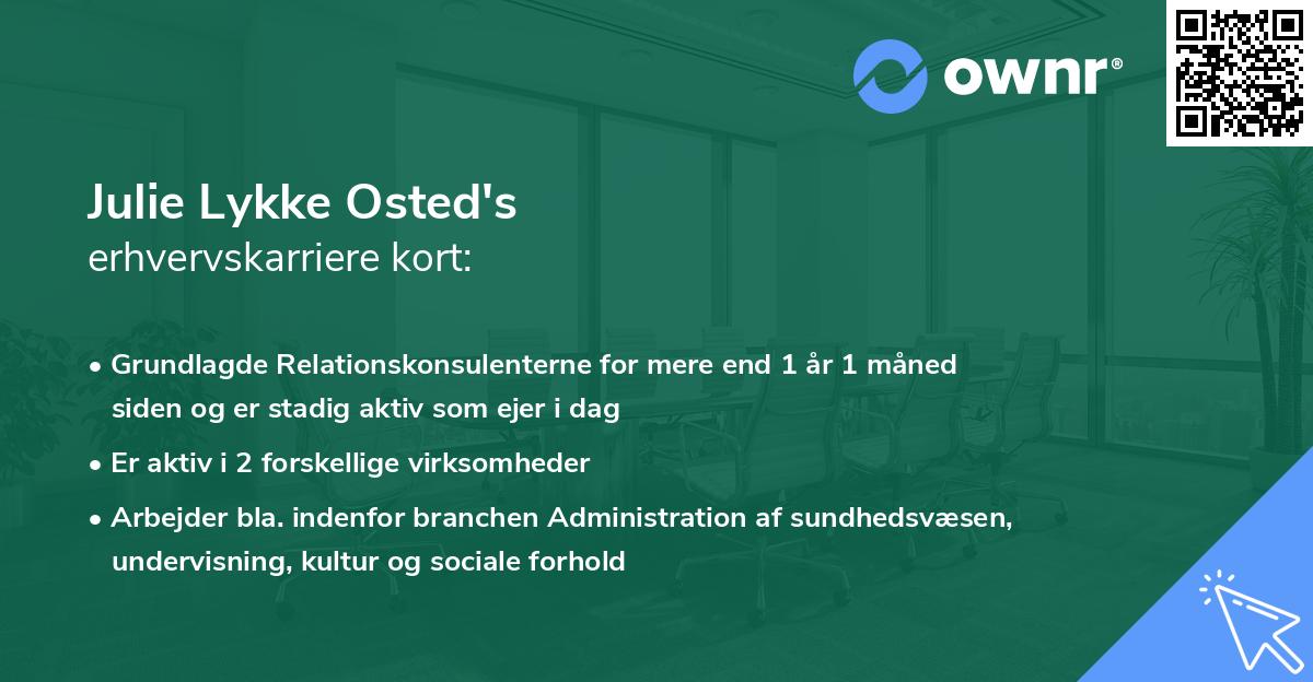 Julie Lykke Osted's erhvervskarriere kort