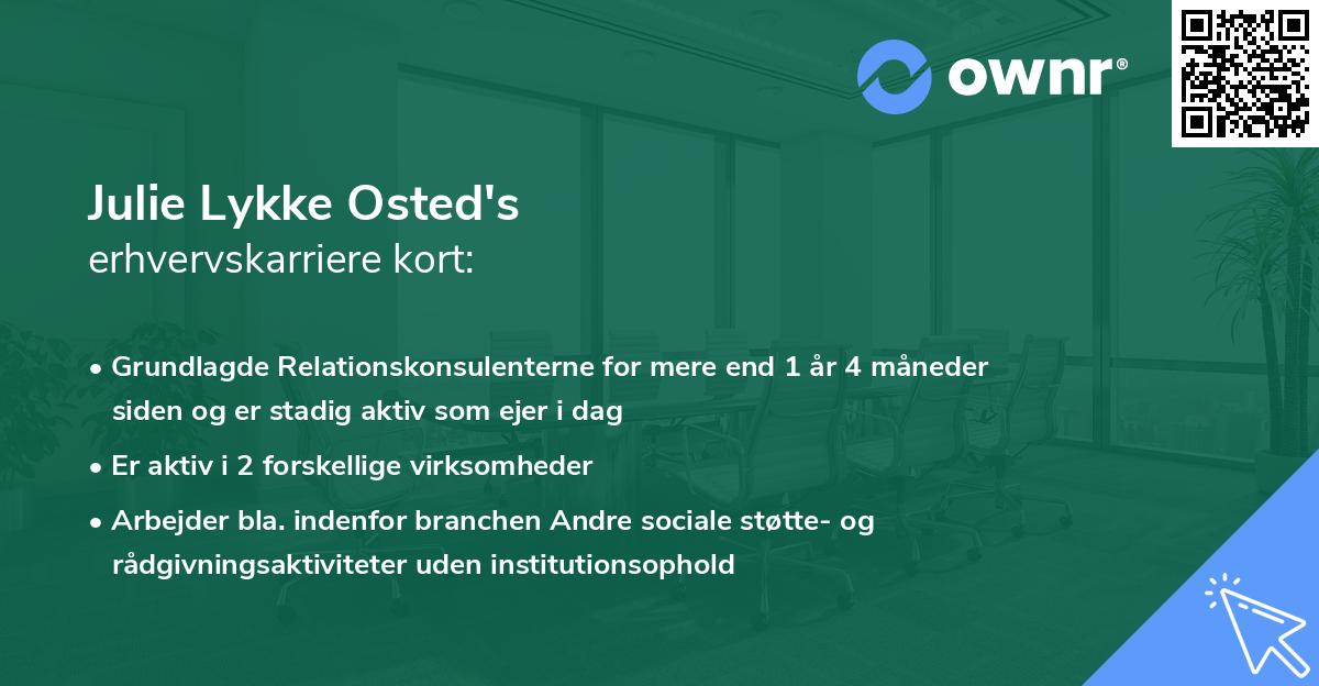 Julie Lykke Osted's erhvervskarriere kort
