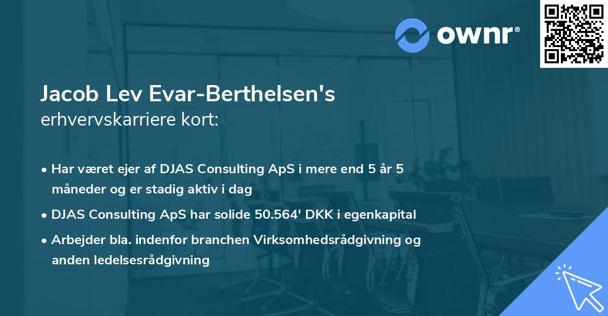 Jacob Lev Evar-Berthelsen's erhvervskarriere kort