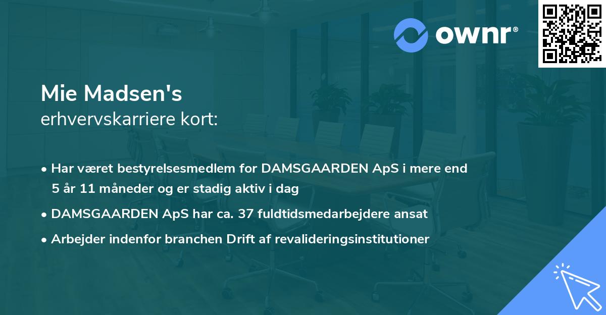 Mie Madsen's erhvervskarriere kort