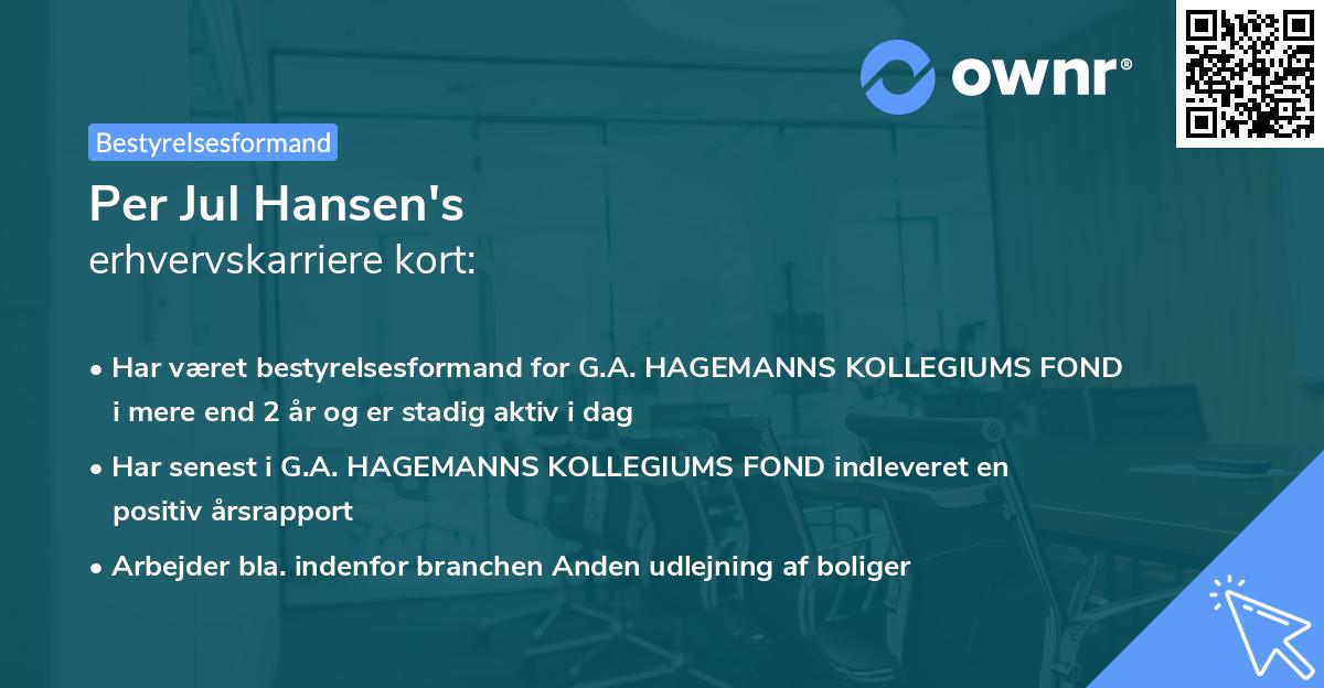 Per Jul Hansen's erhvervskarriere kort