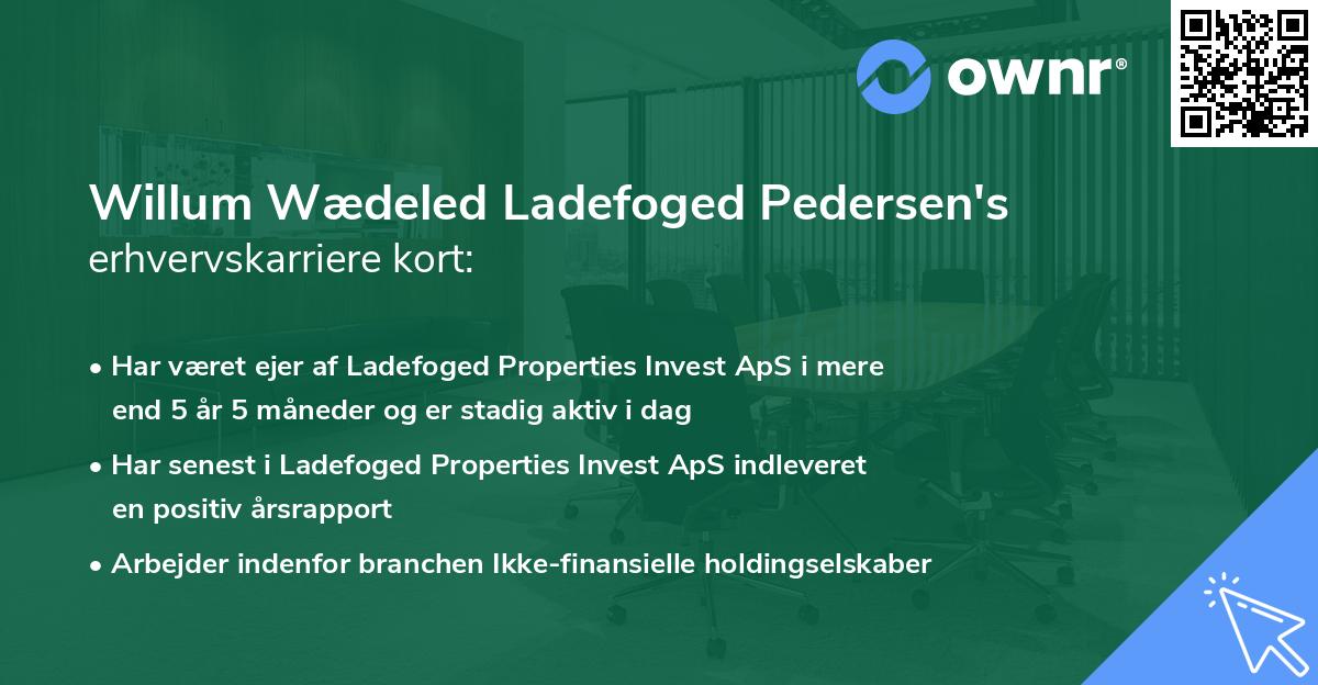 Willum Wædeled Ladefoged Pedersen's erhvervskarriere kort