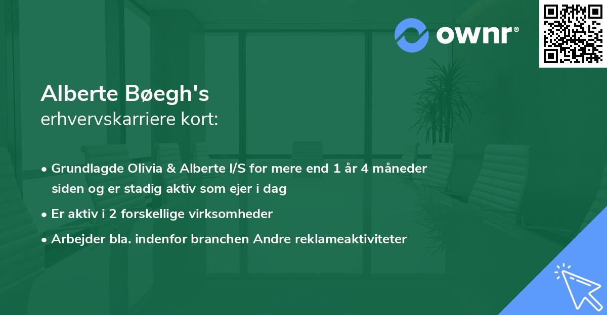 Alberte Bøegh's erhvervskarriere kort