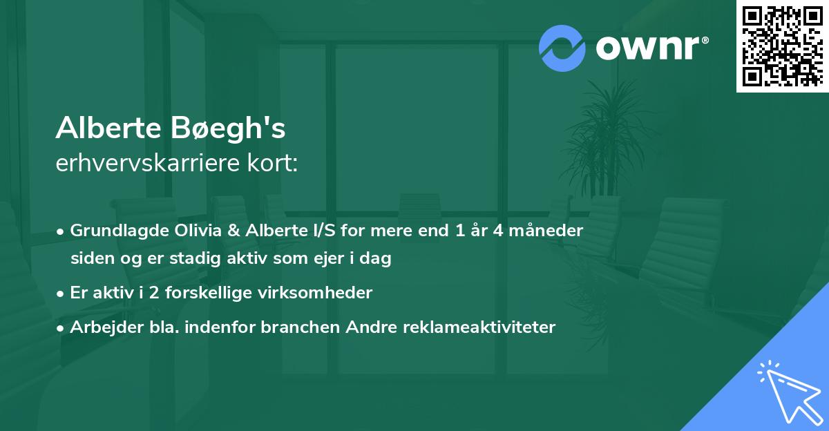 Alberte Bøegh's erhvervskarriere kort