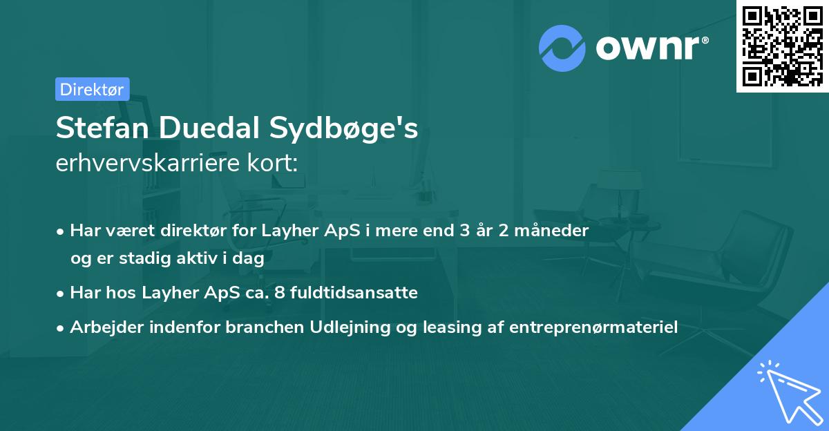 Stefan Duedal Sydbøge's erhvervskarriere kort