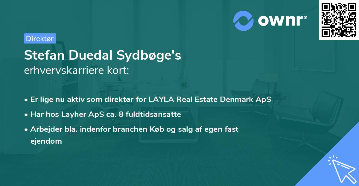 Stefan Duedal Sydbøge's erhvervskarriere kort