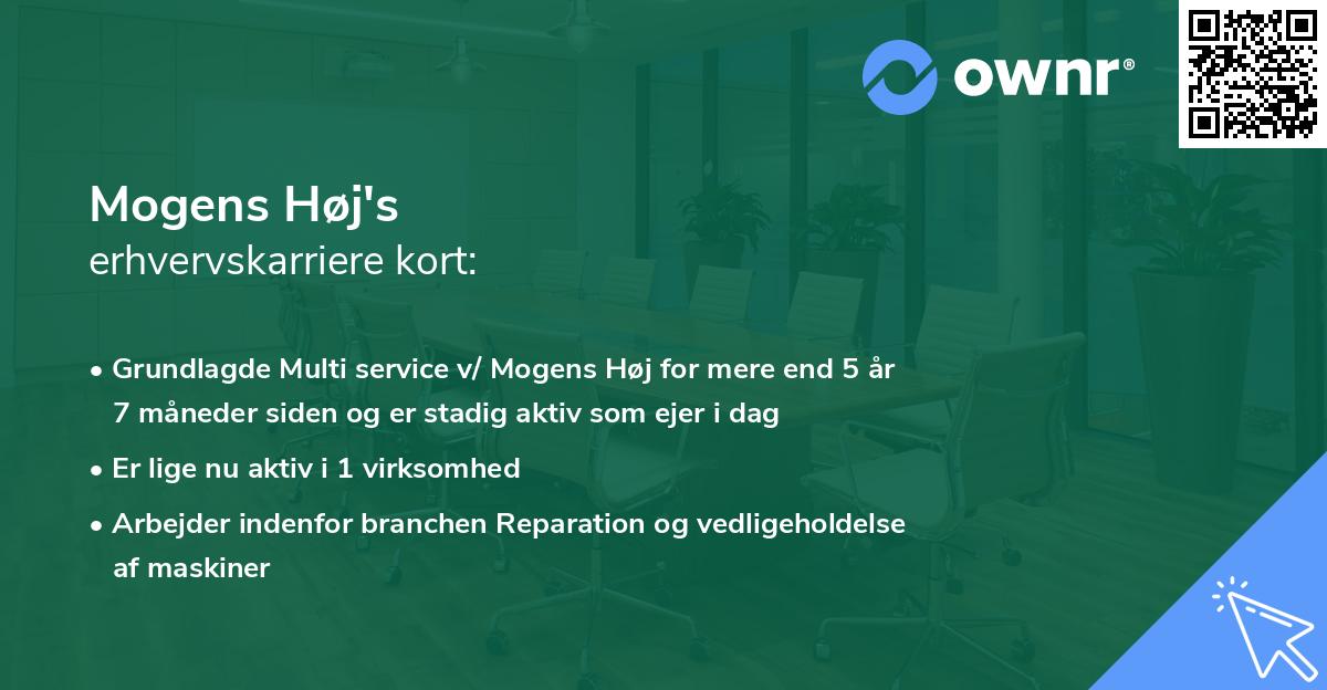 Mogens Høj's erhvervskarriere kort