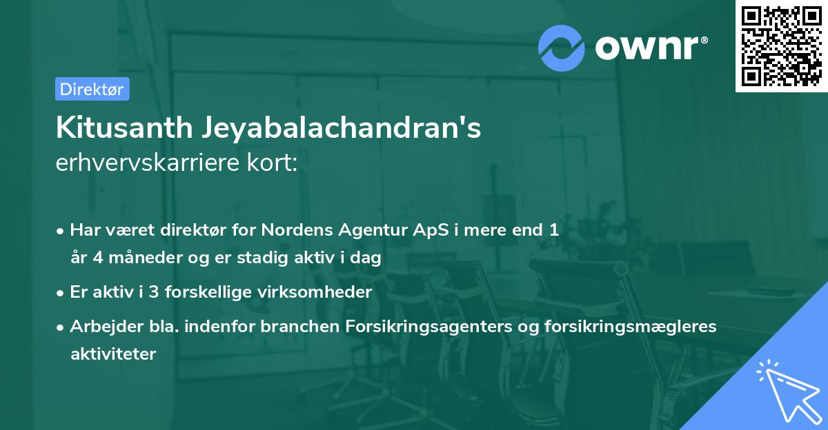 Kitusanth Jeyabalachandran's erhvervskarriere kort