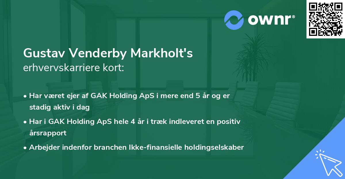 Gustav Venderby Markholt's erhvervskarriere kort