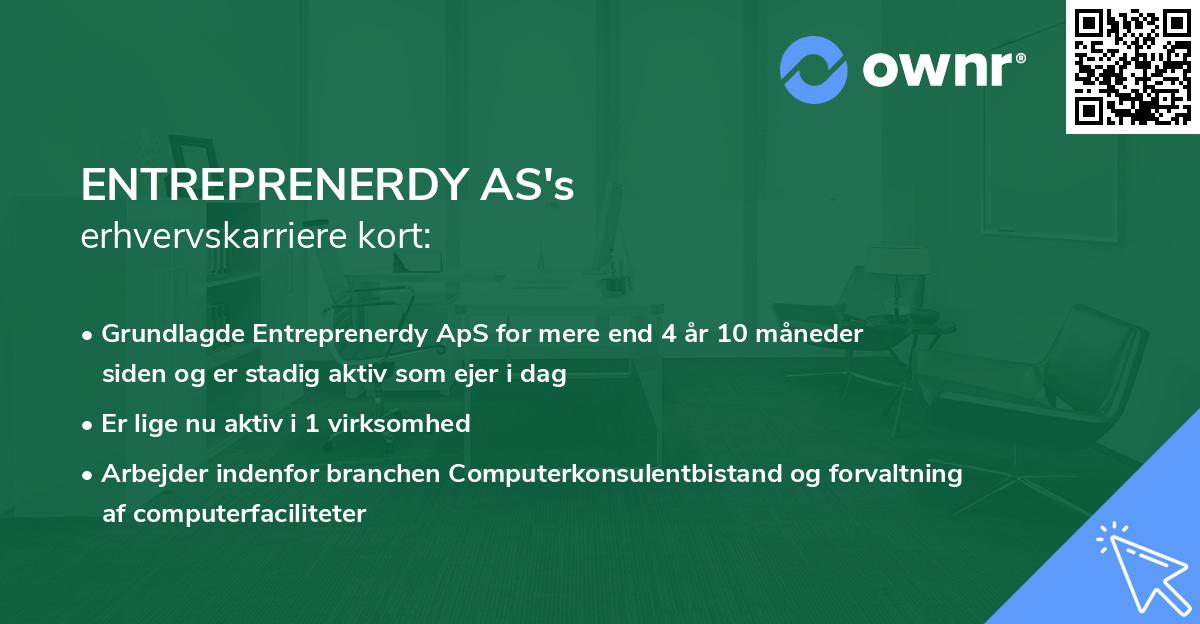 ENTREPRENERDY AS's erhvervskarriere kort