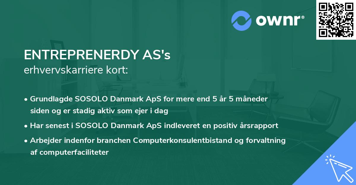 ENTREPRENERDY AS's erhvervskarriere kort