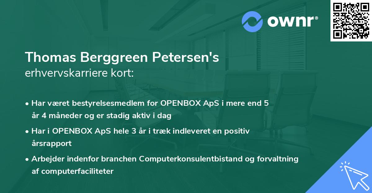 Thomas Berggreen Petersen's erhvervskarriere kort