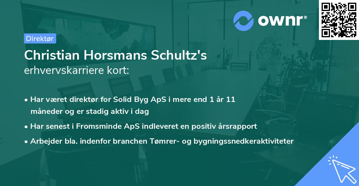 Christian Horsmans Schultz's erhvervskarriere kort