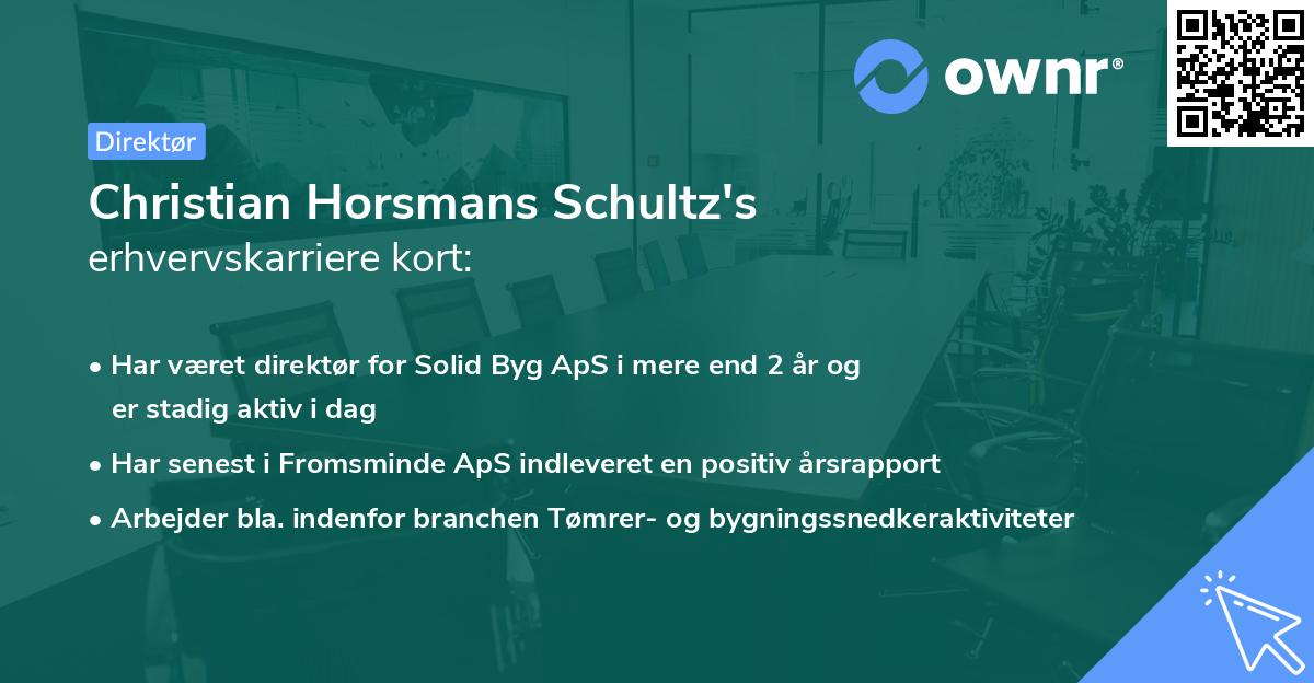 Christian Horsmans Schultz's erhvervskarriere kort