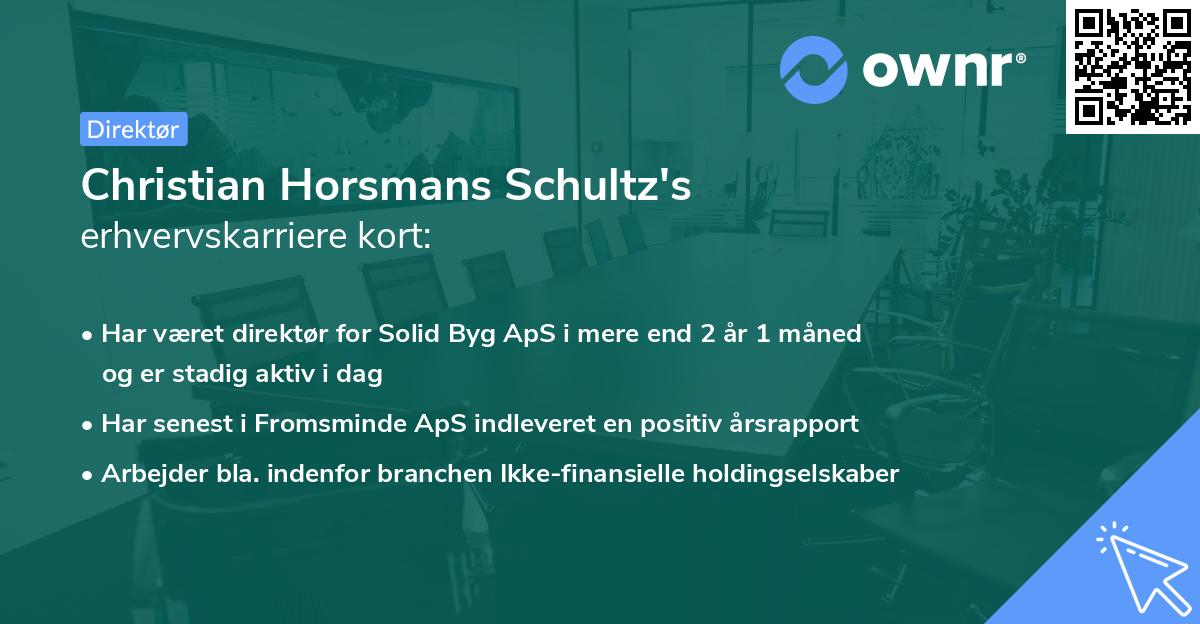 Christian Horsmans Schultz's erhvervskarriere kort