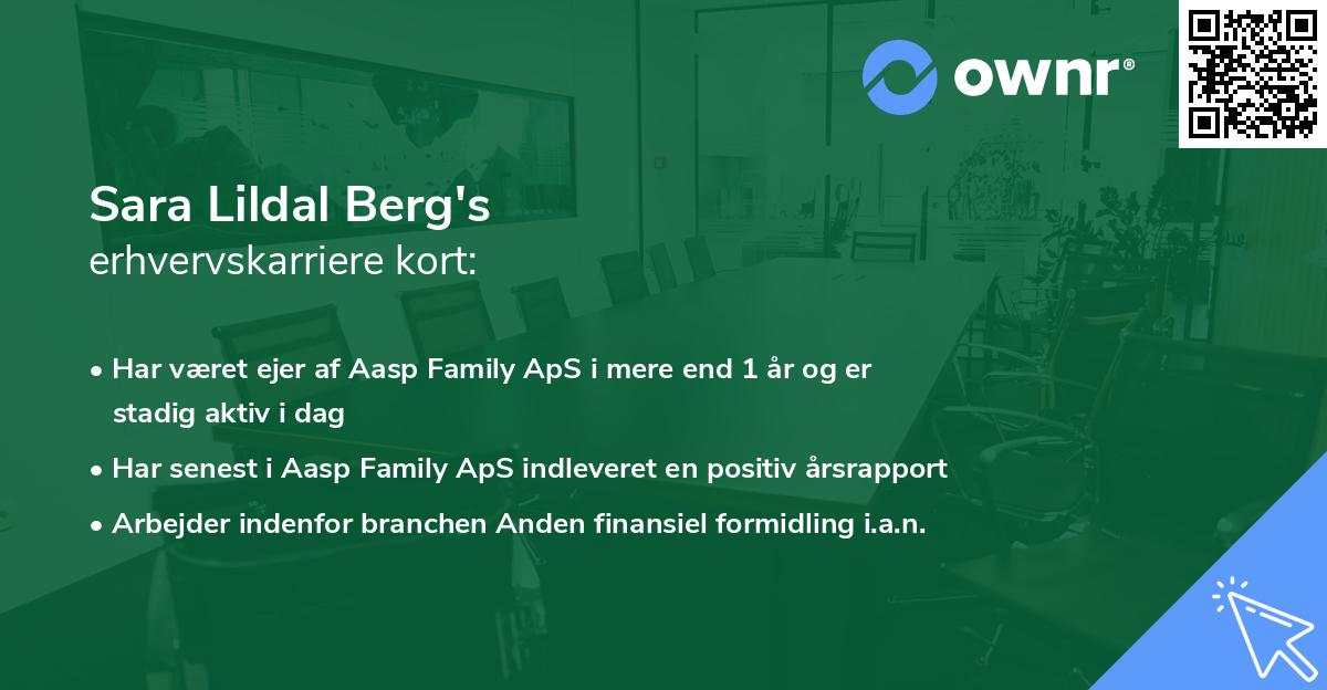Sara Lildal Berg's erhvervskarriere kort