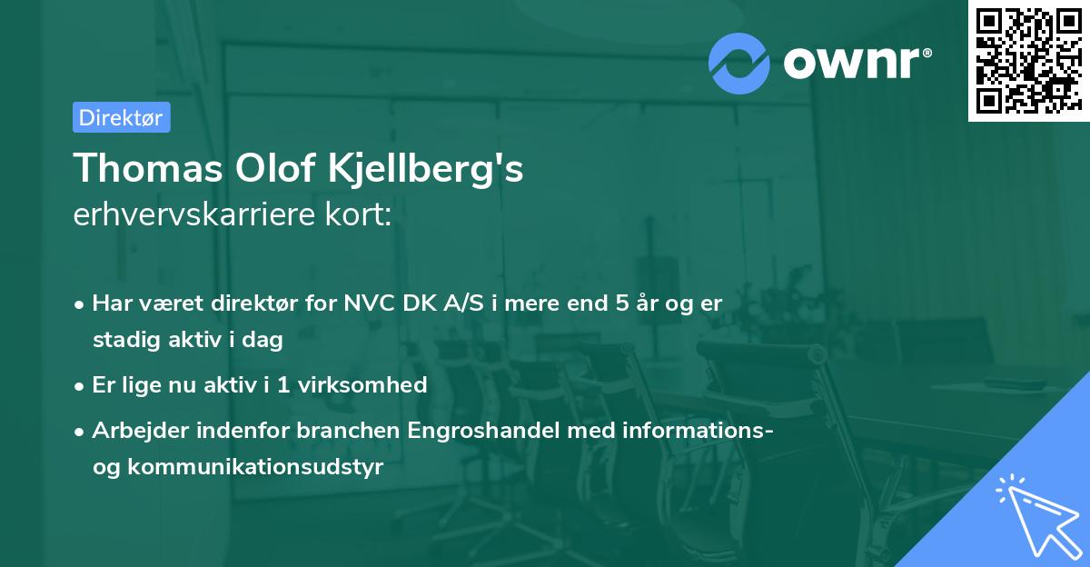 Thomas Olof Kjellberg's erhvervskarriere kort