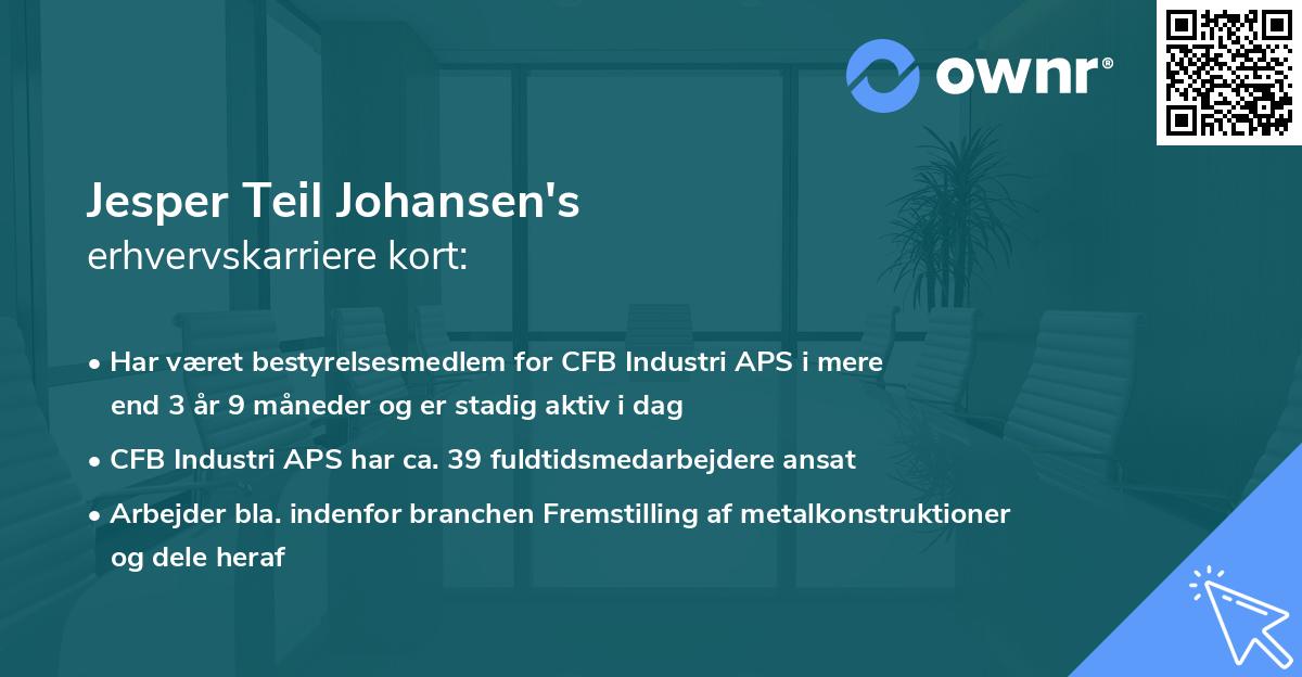 Jesper Teil Johansen's erhvervskarriere kort