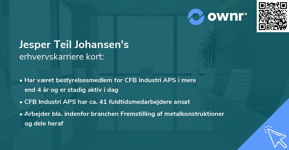 Jesper Teil Johansen's erhvervskarriere kort