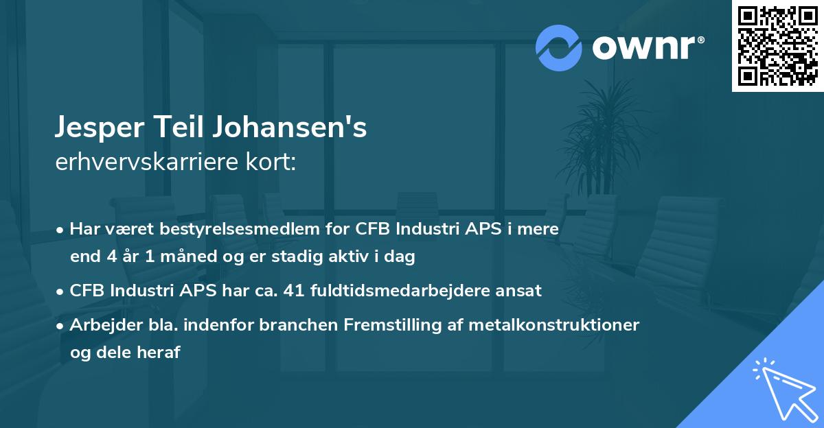 Jesper Teil Johansen's erhvervskarriere kort