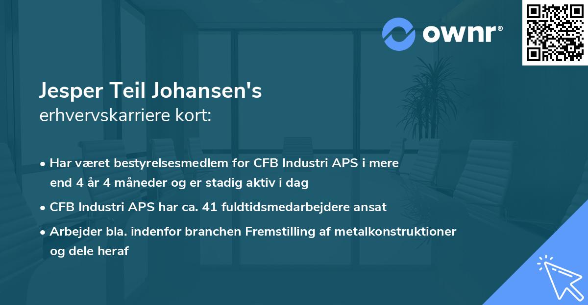 Jesper Teil Johansen's erhvervskarriere kort