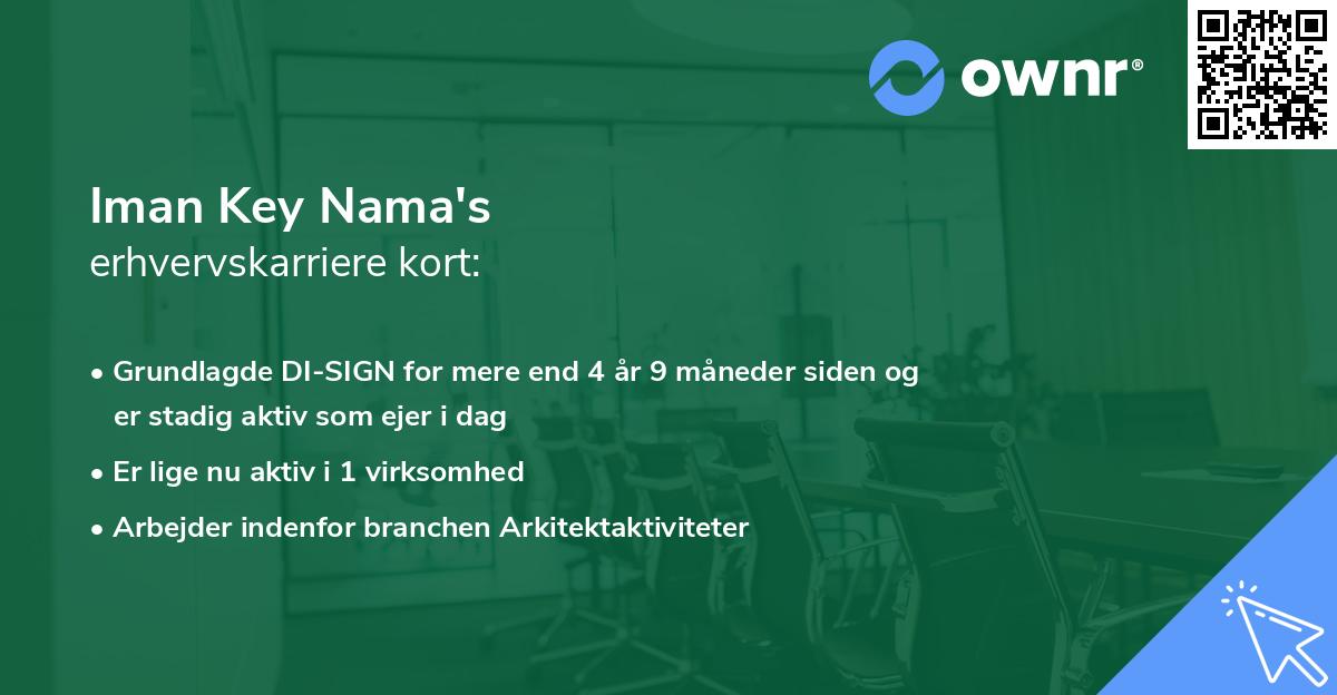 Iman Key Nama's erhvervskarriere kort