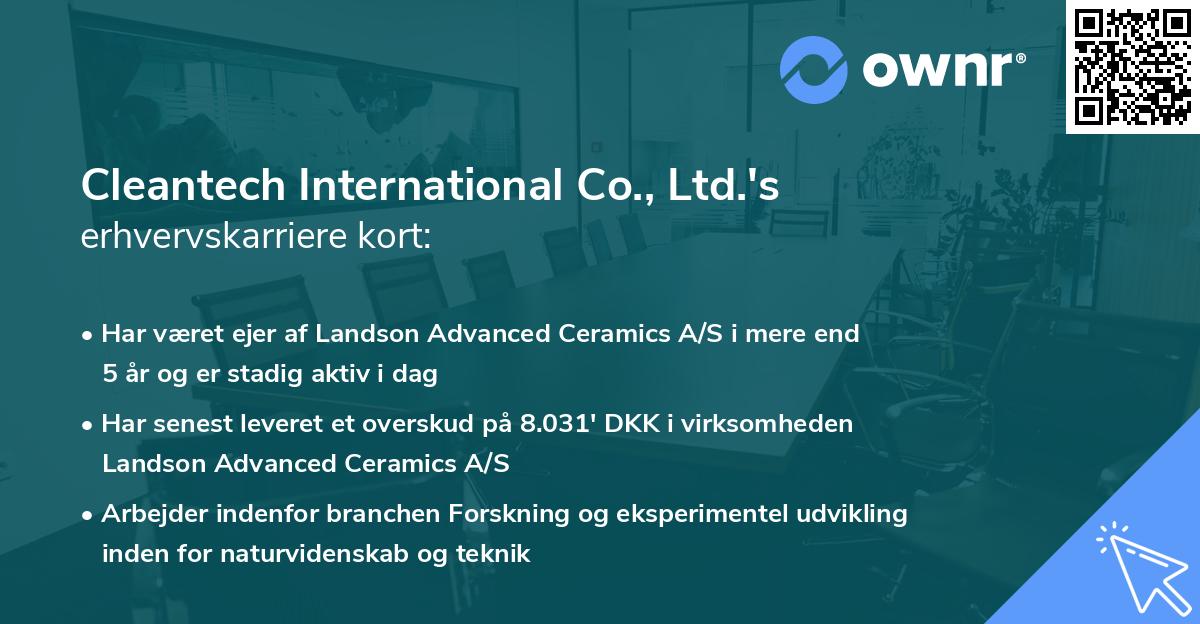 Cleantech International Co., Ltd.'s erhvervskarriere kort