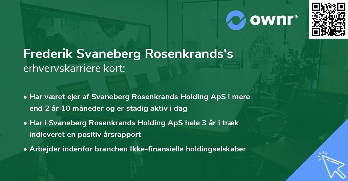 Frederik Svaneberg Rosenkrands's erhvervskarriere kort