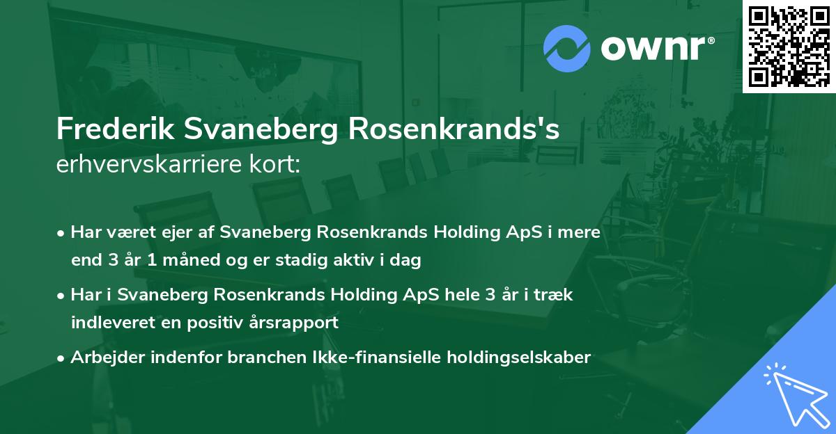 Frederik Svaneberg Rosenkrands's erhvervskarriere kort