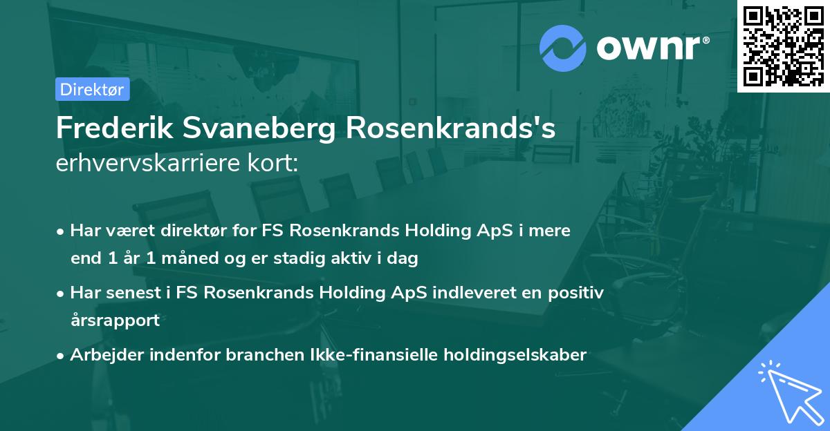 Frederik Svaneberg Rosenkrands's erhvervskarriere kort