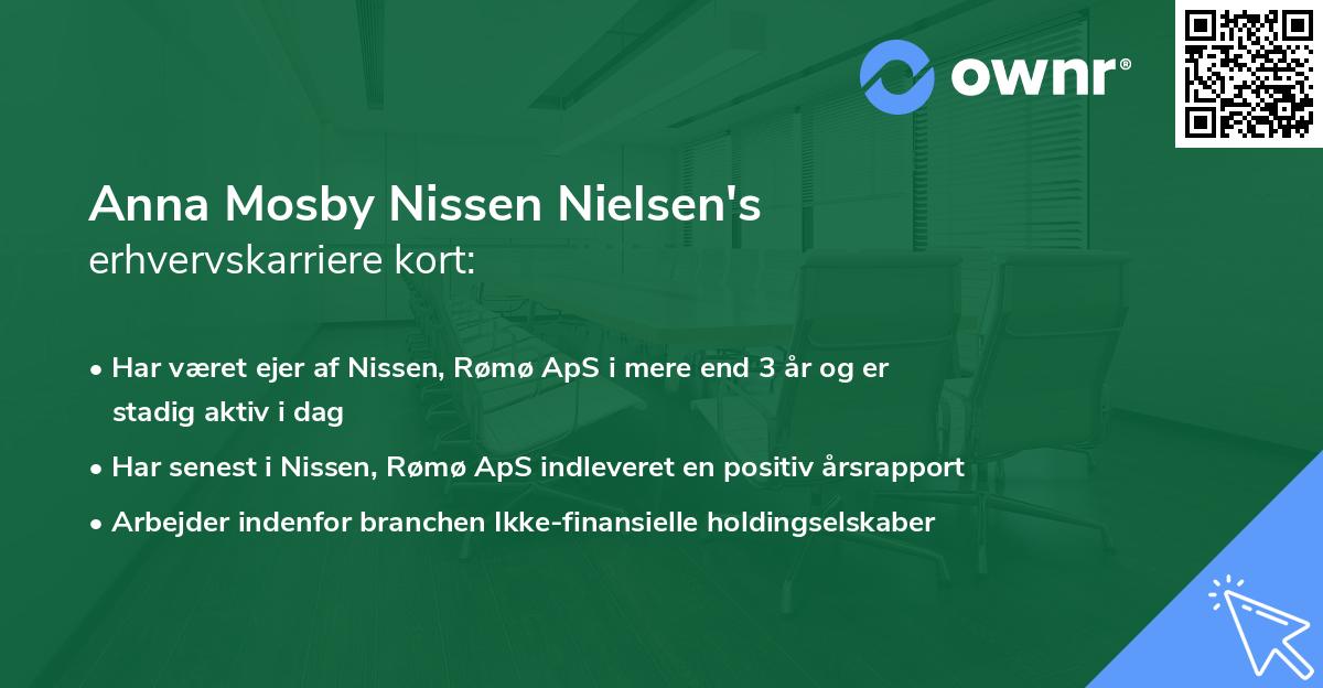 Anna Mosby Nissen Nielsen's erhvervskarriere kort