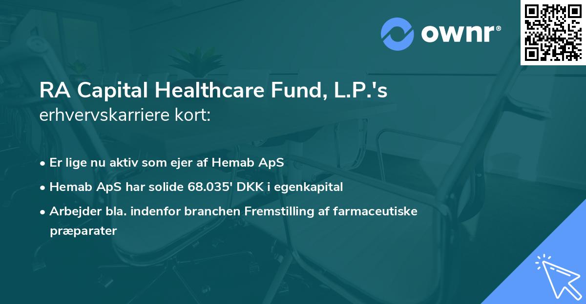 RA Capital Healthcare Fund, L.P.'s erhvervskarriere kort
