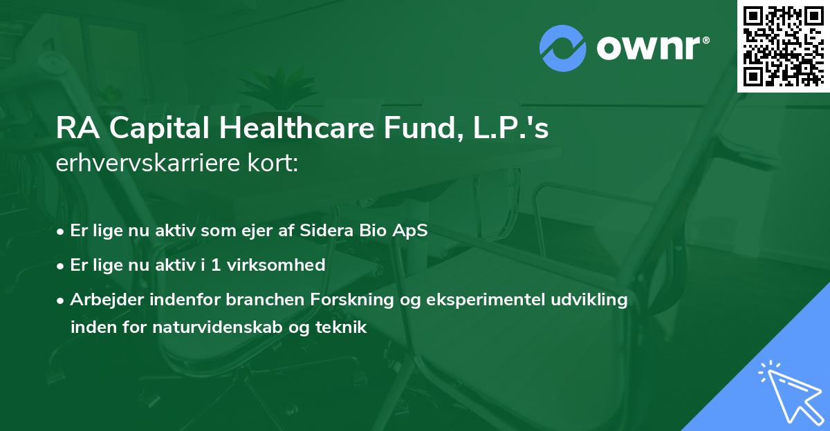 RA Capital Healthcare Fund, L.P.'s erhvervskarriere kort