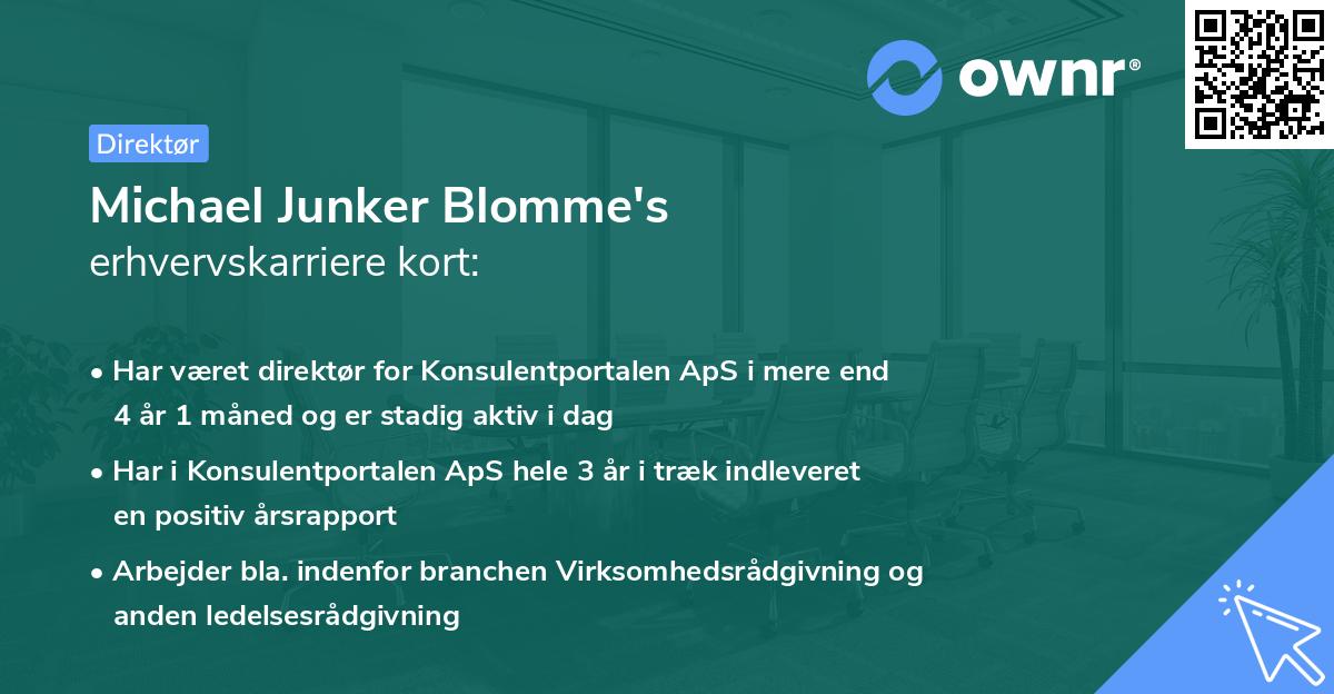 Michael Junker Blomme's erhvervskarriere kort