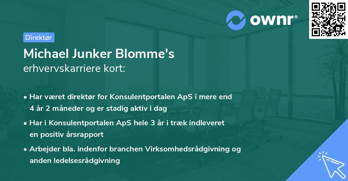Michael Junker Blomme's erhvervskarriere kort