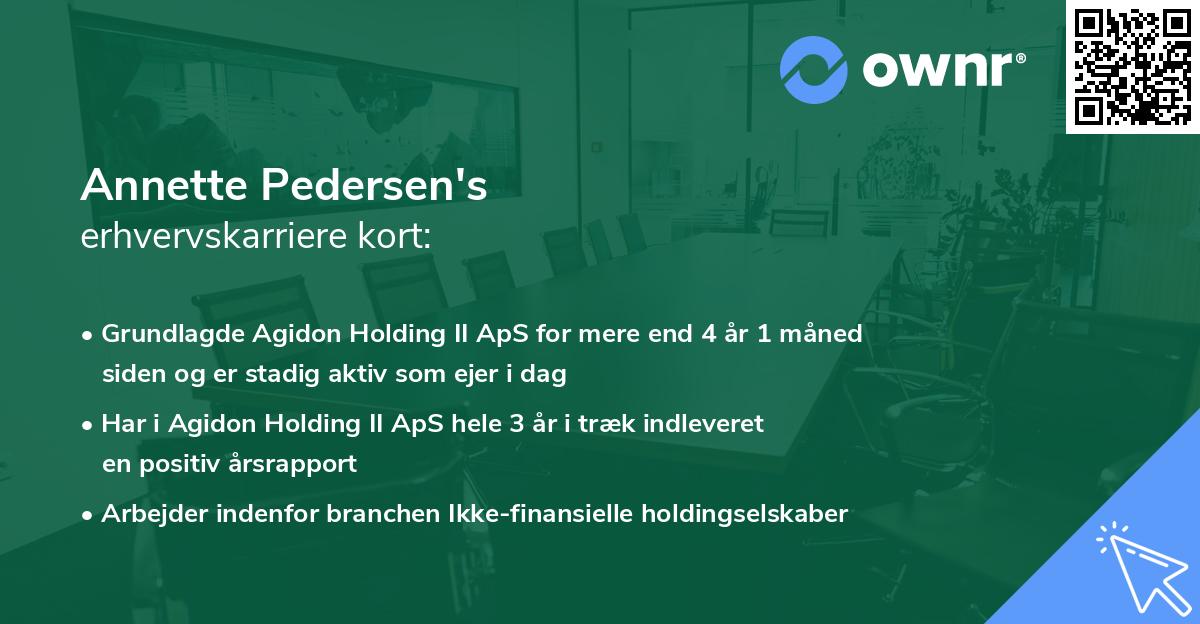 Annette Pedersen's erhvervskarriere kort